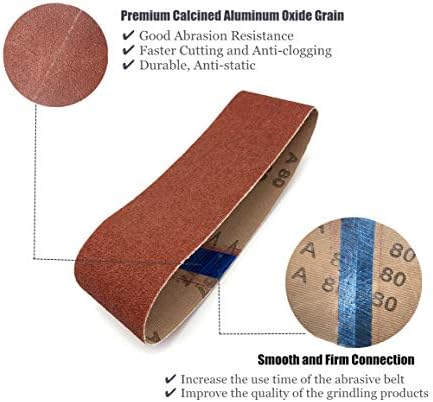 4x24 Inch Sanding Belts, Aluminum Oxide, 40/60/80 Grit Coarse Set, 18 Pack