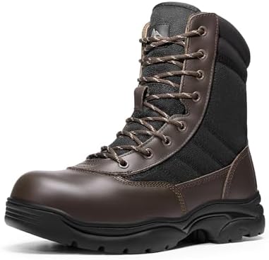 NORTIV 8 Men's Steel Toe Work Boots Side Zipper