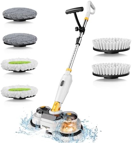 Cordless Electric Mop for Dewalt 20V Battery (NO Battery), 2 in 1 Electric Spin Mop & Electric Floor Scrubber Machine with LED Light & Water Spray,800 RPM Electric Mops for Floor