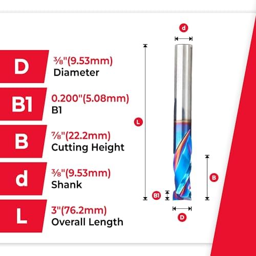 Amana Tool Spektra Extreme Tool Life Coated CNC Compression Spiral Router Bit, 46171-K-5 5 Pack, 3/8 D x 7/8 CH x 3/8 Shk x 3 Inch L 2 Flute
