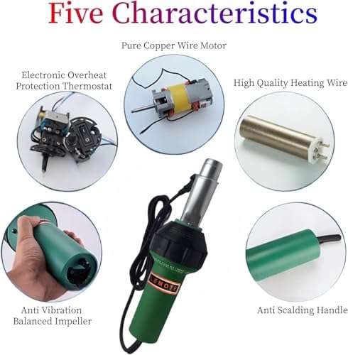 110V 1600W Hot Air Plastic Welder Hand Held Heat PVC Vinyl Linoleum Flooring Hot Air Welding Gun Tools Kit (Set 1)