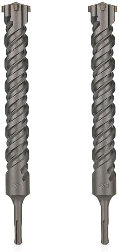 SDS Plus Bits (1-1/4"*12")-2PCS Rotary Hammer Drill Bits Set Cross Carbide Tips for Concrete, Brick, Cement Walls, Stone, Brick