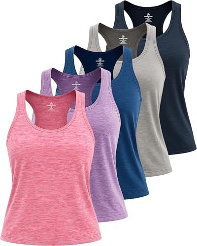 5 Pack Women's Dry Fit Tank Tops Sleeveless Athletic Workout Gym Yoga