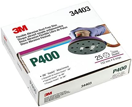 3M Hookit Flexible Abrasive Disc 34403, 6 in, 400+ Grade, 25 Pack