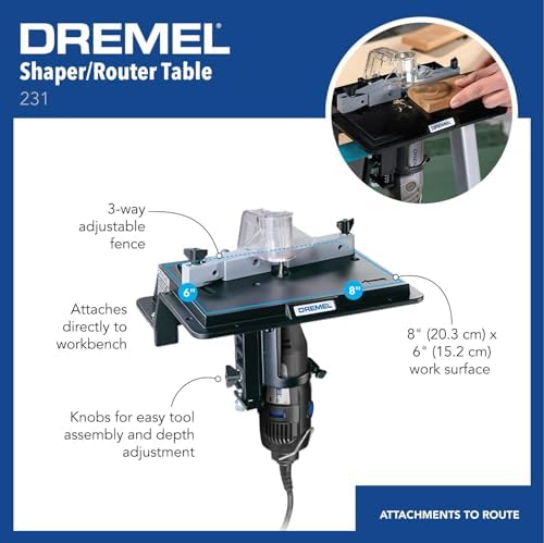 Dremel 231 Portable Rotary Tool Shaper and Router Table - Woodworking Attachment - Perfect for Sanding, Shaping, and Trimming Edges, Rotary Tool Accessories