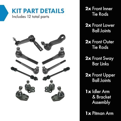 TRQ Front Steering & Suspension Kit Ball Joint Idler Arm & Bracket Assembly