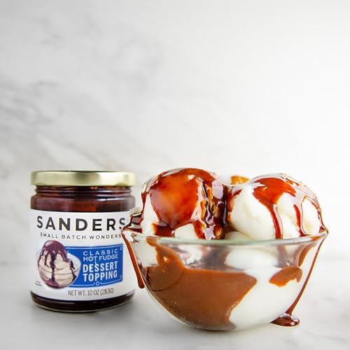 Sanders Classic Hot Fudge Topping 10oz Jar (3-Pack) - Premium Ice Cream Topping, Gluten-Free Chocolate Sauce - Perfect for Cakes, Ice Cream & More - New Wider Jar