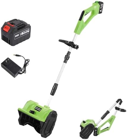 Battery Snow Blower,Snow Blower with Battery and Adjustable Handle,11" Clearing Path, 26' Throwing Distance,Electric Snow Thrower for Driveway Clearing,Green-1Battery