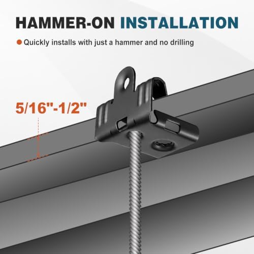 Hicarer 50 Pcs Hammer on Flange Clip Bottom Mount 5/16-1/2 Inch Clamp Bulk with Hole Cable Clip for Flanges Spring Steel