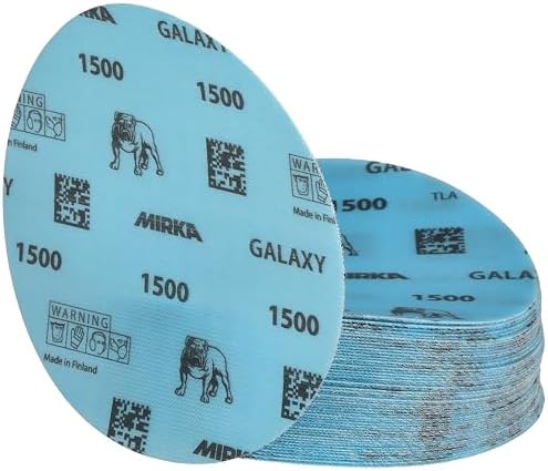 Mirka Galaxy Sandpaper 6 inch Grit 1500 Hook & Loop 50 Discs