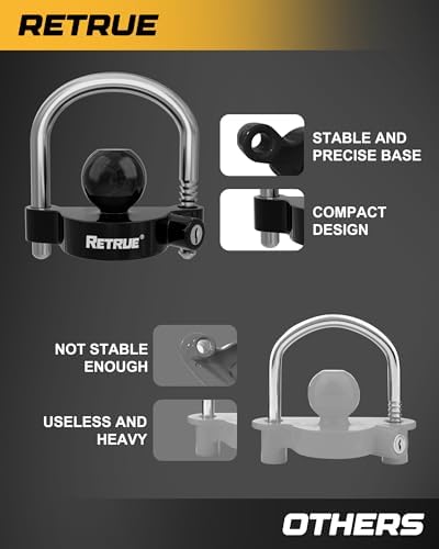 RETRUE Universal Trailer Coupler Lock, Heavy-Duty Hitch Ball Lock, Black