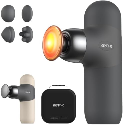 RENPHO Mini Thermal Massage Gun with Heat, Color Silicone Casing, 4 Speeds