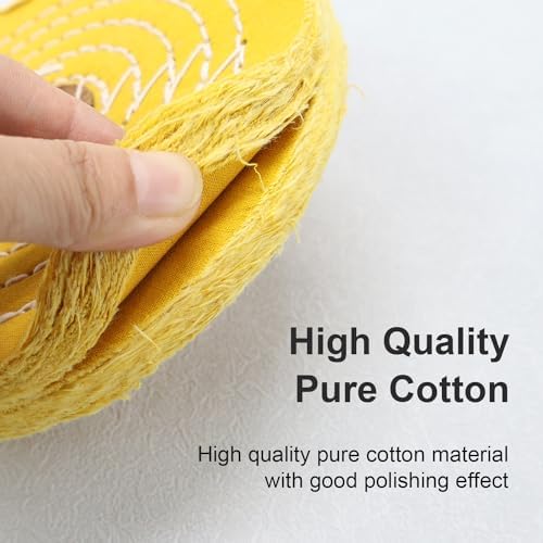 SCOTTCHEN Buffing Polishing Wheel 6 inch Treated Yellow Cotton Medium(42 Ply) with 1/2 inch Arbor Hole for Bench Grinder - 1 Pack