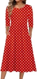 Zeagoo 3/4 Sleeve Women's Dress Casual Aline Summer Fall Midi Long Dresses