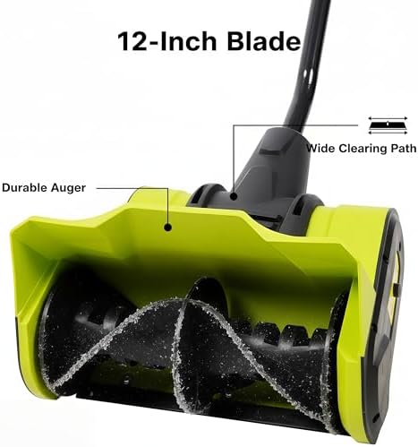 12-Inch Corded Snow Blower, Black & Green