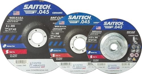 United Abrasives-SAIT 22068 Saitech™ High Performance Cut-Off Wheels (Type 27/Type 42 Depressed Center) 4" x .045" x 5/8", 50-Pack