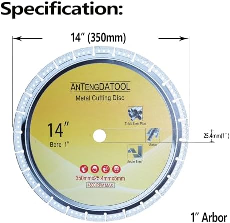 14 Inch Steel Cutting Diamond Metal Blade for Cast Iron Rebar Carbide Stainless Steel by ANTENGDATOOL