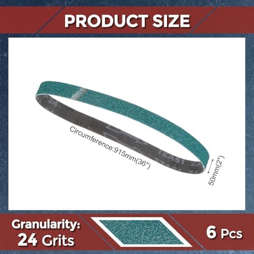 6 Pcs Sanding Belts 2 x 36 Inch 24 Grit Zirconia