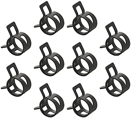 10pcs 0.67" ID Constant Tension Band Hose Clamps, 17mm Spring Band Type Action Hose Clamp Manganese Steel Fuel Line Clamp Low Pressure Air Clip Clamp for Fuel Hose Line Water Pipe Air Tube black