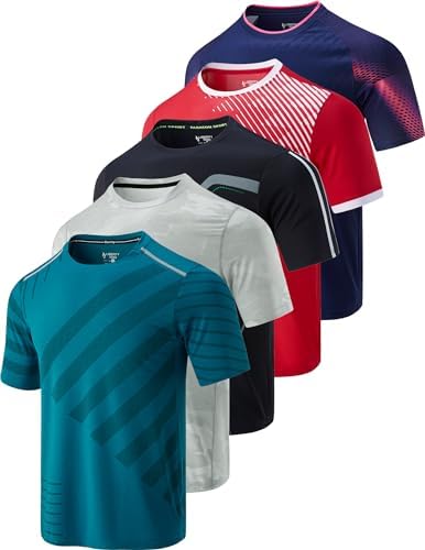 Liberty Imports 5 Pack Men's Active Quick Dry Crew Neck T Shirts
