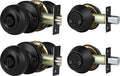 2 Pack Keyed Alike Entry Door Knobs and Double Cylinder Deadbolt Lock Combo Set, Matte Black Finished Door Lock Set, Round Style Door Knobs Deadbolt