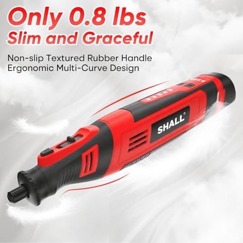 SHALL 8V Cordless Rotary Tool Kit, Lightweight 2.5 Ah Battery Rechargeable Dog Nail Grinder w/ 122 Accessories, 5-Speed Power Rotary Tool for Sanding, Carving, Polishing, Engraving, Pet Grooming