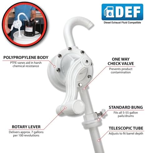 Performance Tool W54285 DEF (Diesel Exhaust Fluid) Rotary Barrel Pump for 55 Gallon Drums
