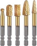 HUHAO 5Pcs Carbide Burr Set 1/4 Shank Die Grinder Bits Rotary Tools Attachment Kit Rasp File Accessories Metal Wood Stone Steel Grinding Deburring Cutting Porting Carving