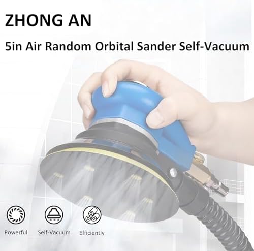 5" Professional Orbital Sander, Dual Action Palm Sander for Auto Body Work, Hook and Loop Vacuum System