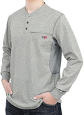 BOCOMAL FR Shirts for Summer Breathable Vented Mesh Flame Resistant Henley