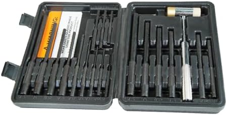 Wheeler Master Roll Pin Punch Set with Dual Sided Hammer, Roll Pin Punches and Starters, Storage Case for Gunsmithing, silver
