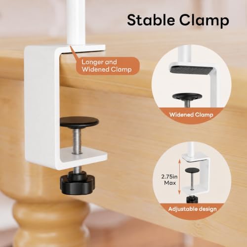 XLHOMO Over The Table Rod Stand with Clamps, Adjustable 32''-79'' Tall 32"-131" Length, White Table Arch Stand Metal Balloon Frame Hanging Rod for Weddings Birthdays Party Garden Arbors Decoration