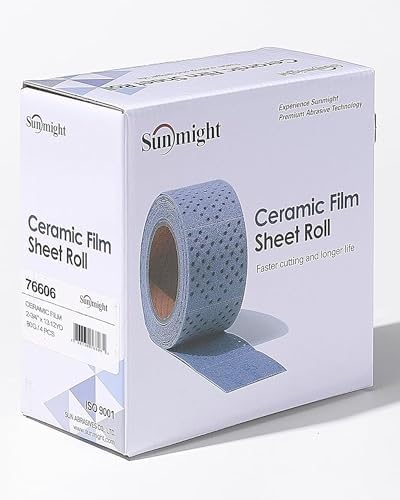 Sunmight Ceramic Film Sandpaper Roll 2.75" x 13.12yd 80G — Hook & Loop Sand Paper Sheets for Auto Body, Car Sanding, Wood, Metal, Longboard Block Tools | Wet Dry Automotive Shop Supplies, Wet Dry Use