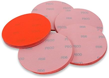 Red Label Abrasives 6 Inch 800 Grit High Performance Hook and Loop Wet/Dry Auto Body Film Sanding Discs, 50 Pack