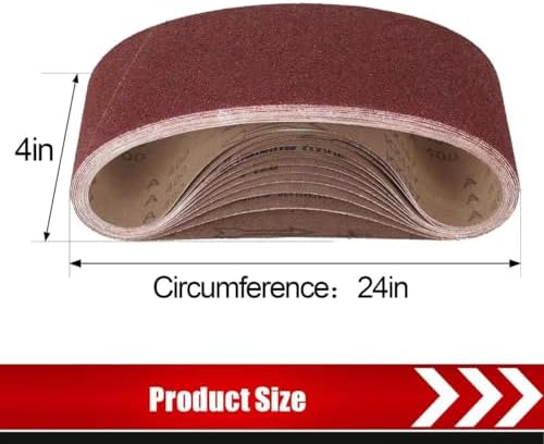 BOSHCRAFT 12 Pcs 4"x24" Sanding Belts, 60/80/120/180/240/400 Grit (2 Pcs Each) Aluminum Oxide for Woodworking & Metalworking