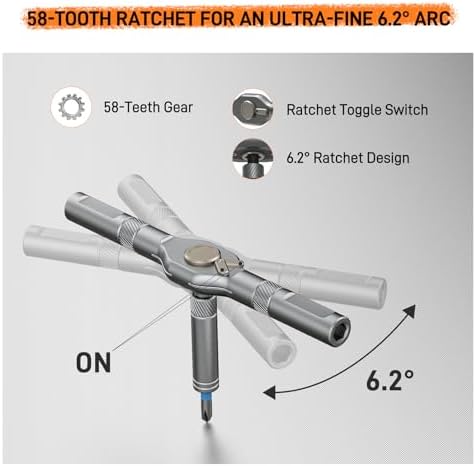 42 in 1 Magnetic Screwdriver Set, Ratchet Screwdriver Set with Case. | S2 Steel Bits, T Handle Ratchet Screwdriver for Electronics and DIY, Great Christmas Gift for Men & DIY Lovers (Orange)