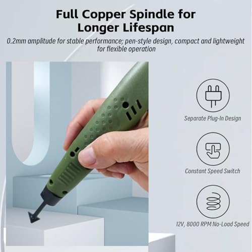 Fafeicy Pen Sander 12V Detail Finishing Tool with 8 Heads and Sandpaper Compact Electric Sander Kit for Wood Sanding Polishing and Small DIY Projects 6.3 x 1.18 Inches (US Plug 100‑240V)