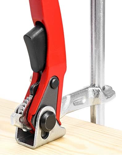 QWORK Ratcheting Table Clamp, 4 Pack Quick Release Bar Clamp with 6-5/16" Capacity and 2-5/16" Throat Depth for Sanding, Cutting