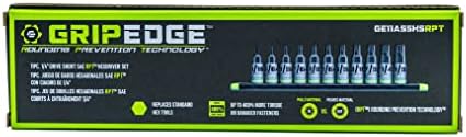 GRIPEDGE HEX Bit Socket Set | 11-PC - 1/4'' Drive Short SAE RPT Hex Driver Set | Sizes 1/16'' - 9/32'' | Made With S2 Steel | Includes Premium Aluminum Storage Rail |