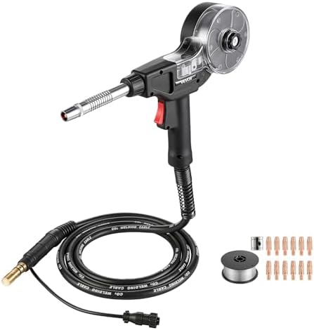 VEVOR 135Amp Spool Gun with 10FT Cable, Replacement for Miller Spoolmate 100 - with 11PCS Mig Welding Contact Tips, ER4043 0.035" Aluminum Mig Welding Wire & Toolbox