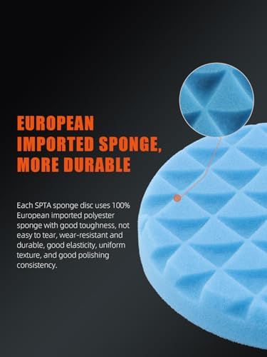 SPTA 10pcs Polishing Pads Kit, 7 Inches Large Size Buffing Pads, Car Foam Buffing Sponge Pads Kit with 5/8"-11 Backing Plate for Car Waxing Polishing