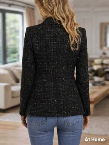 Mina Self 2026 Women's Fall Tweed Blazer Plaid Jacket Business Casual Coat
