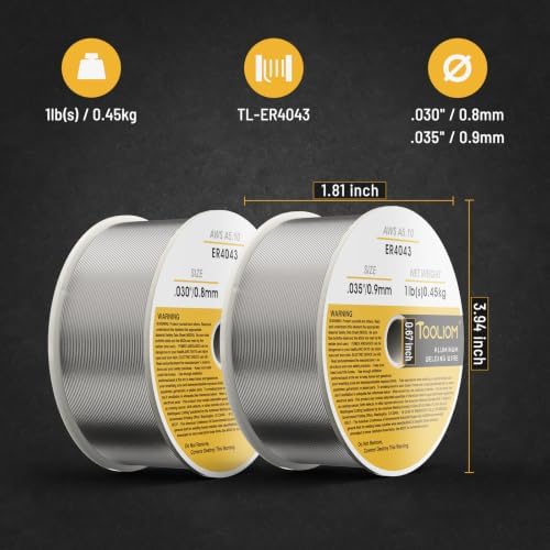 TOOLIOM ER4043 .030"+.035" Aluminum MIG Welding Wire, 1LB Spool 2PCS