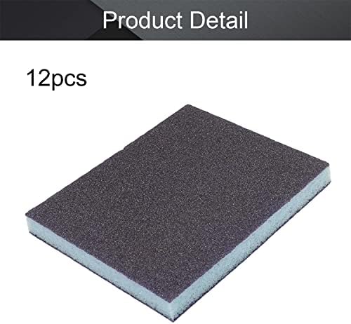 Utoolmart Sanding Sponge Sanding Blocks, 100 Grit Wet Dry Sandpaper Sponge, Washable and Reusable Sand Sponge Kit, for Kitchen Cookware Cleaning and Rust Removal of Rusted Metal, Blue, 12 Pcs