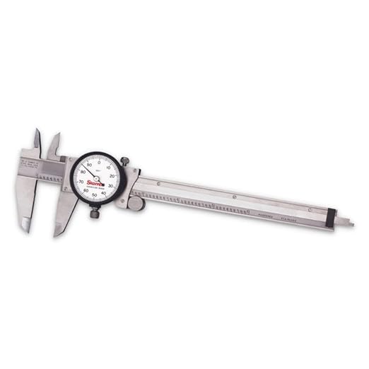 Starrett 120 Series Dial Slide Calipers for Accurate Measurement with Fitted Plastic Case - White Face, 0-6" Range, .001" Graduation - 120A-6