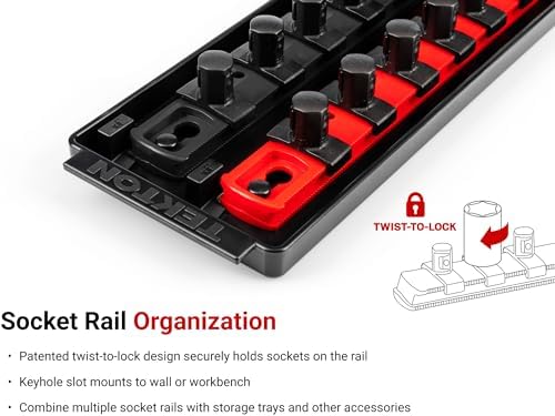 TEKTON 1/2 Inch Drive 12-Point Socket Set, 52-Piece | SHD92214 | (3/8 - 1 in., 10 - 24 mm), Shallow and Deep, Socket Rail