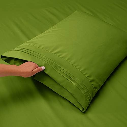 Hearth & Harbor Twin XL Size Sheets - 3 Piece Bed Sheet Set, Hotel Luxury Double Brushed Bed Sheets - Extra Soft Bedding Sheets & Pillowcases, Twin XL, Calla Green