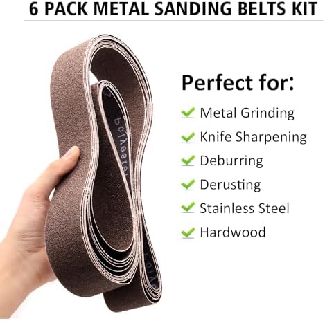 2 x 72 Inch Sanding Belts 120 Grit, 6 Pack
