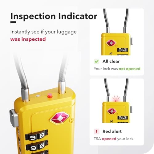 TSA Approved Luggage Locks, Travel Locks with Inspection Indicator