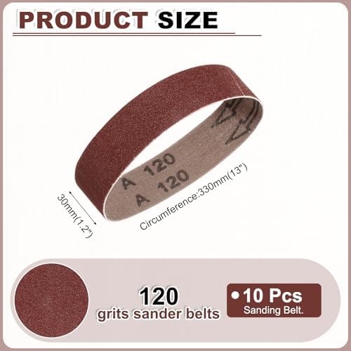 HARFINGTON 1.2 x 13 Inch Sanding Belts, 10 Pcs 120 Grits Aluminum Oxide